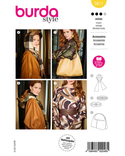 Patron Écharpe & Ceinture & Sac Burda 5611 - Mercerine