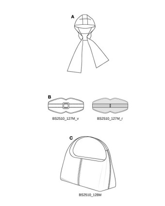 Patron Écharpe & Ceinture & Sac Burda 5611 - Mercerine
