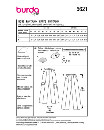 Patron Pantalon Burda 5621 - Mercerine