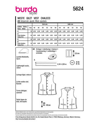 Patron Gilet traditionnel Burda 5624 - Mercerine