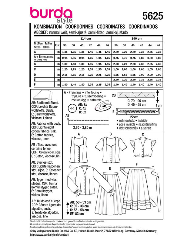 Patron Dirndl Burda 5625 - Mercerine
