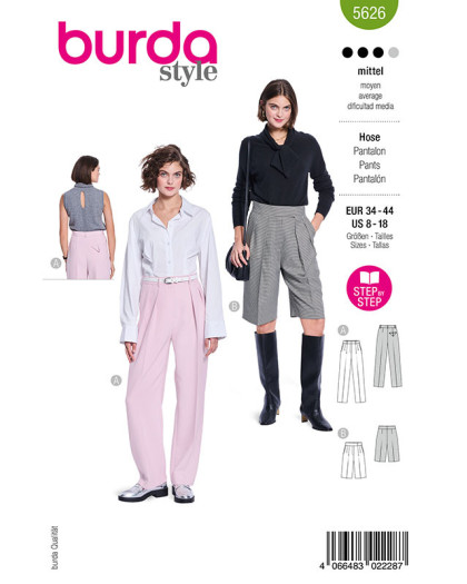 Patron Pantalon & Shorts Burda 5626 - Mercerine