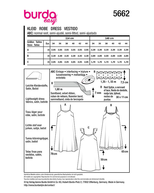 Patron Robe Burda 5662 - Mercerine