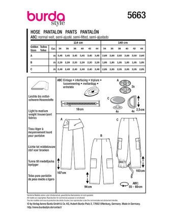 Patron Pantalon Burda 5663 - Mercerine