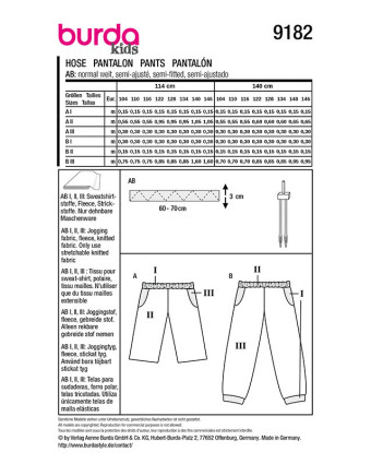Patron Pantalon Burda 9182 - Mercerine