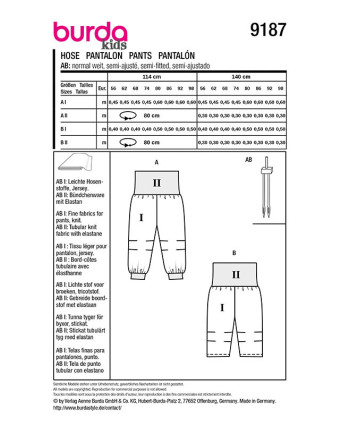 Patron Pantalon Burda 9187 - Mercerine