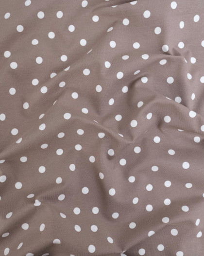 Jersey de Coton Gris Motif Pois Blancs - Mercerine