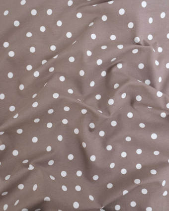 Jersey de Coton Gris Motif Pois Blancs - Mercerine