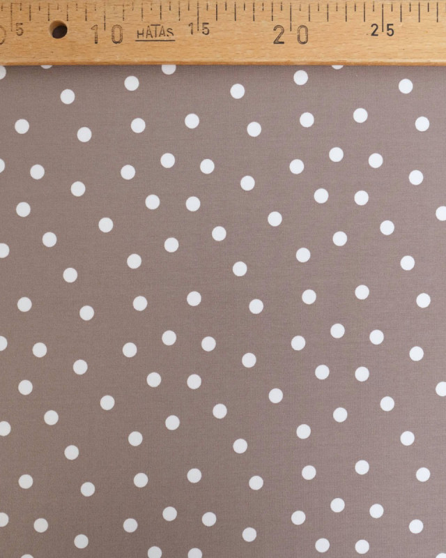 Jersey de Coton Gris Motif Pois Blancs - Mercerine