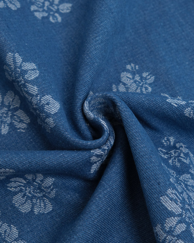 Denim Jacquard Bleu Moyen Sam - Mercerine