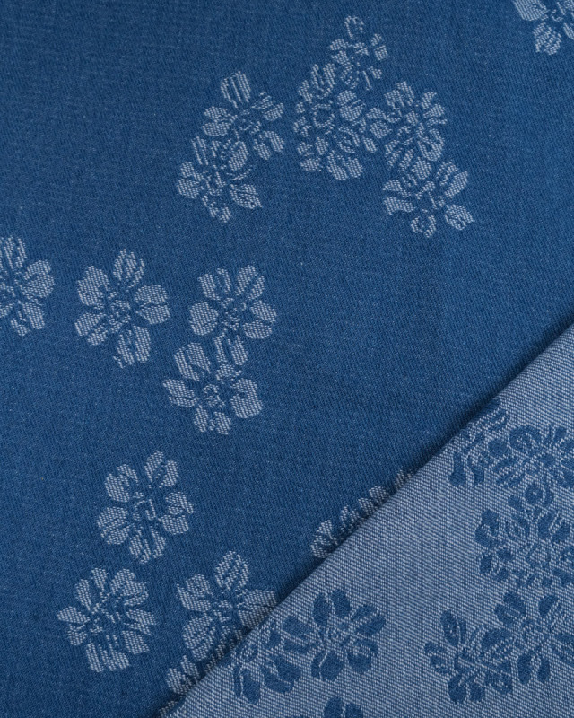 Denim Jacquard Bleu Moyen Sam - Mercerine