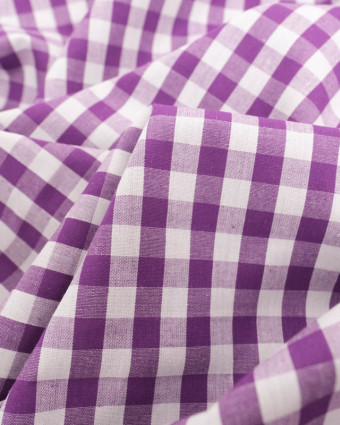 Tissu Coton Vichy Violet Moyens Carreaux - Mercerine