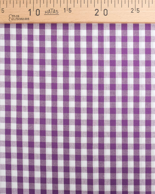 Tissu Coton Vichy Violet Moyens Carreaux - Mercerine