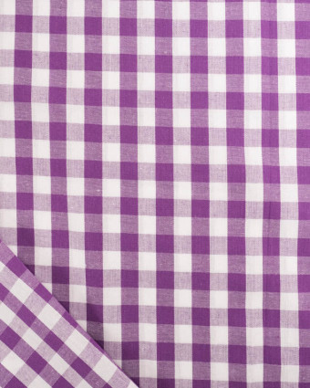 Tissu Coton Vichy Violet Moyens Carreaux - Mercerine