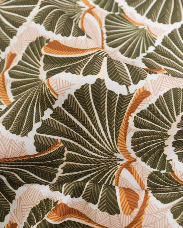Toile Extérieure Déperlante Ginkgo Vert Kaki - Mercerine
