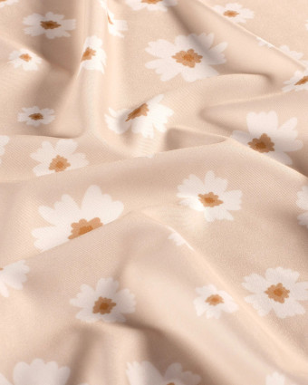 Tissu Maillot de Bain Fleuri Rose Nude - Mercerine