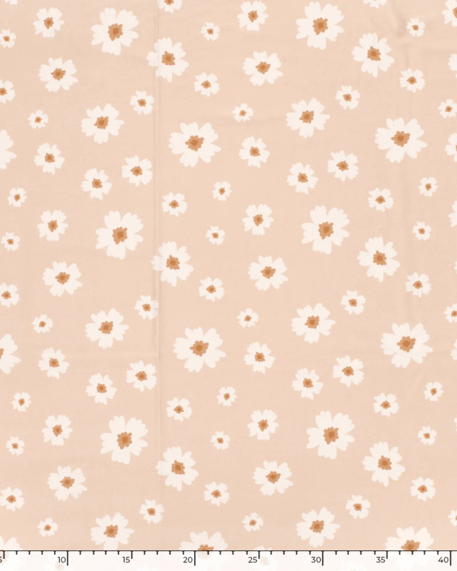 Tissu Maillot de Bain Fleuri Rose Nude - Mercerine