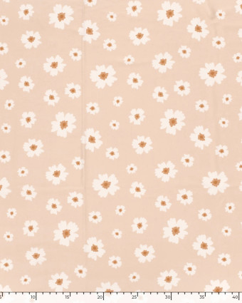 Tissu Maillot de Bain Fleuri Rose Nude - Mercerine