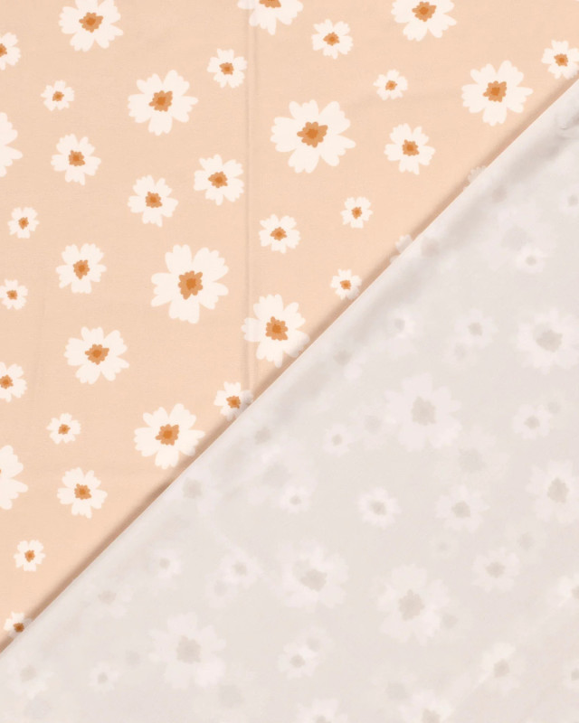 Tissu Maillot de Bain Fleuri Rose Nude - Mercerine