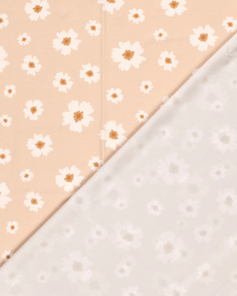 Tissu Maillot de Bain Fleuri Rose Nude - Mercerine