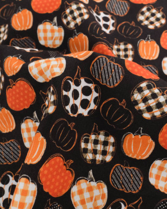 Coton Halloween Petites Citrouilles Oranges - Mercerine