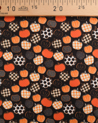 Coton Halloween Petites Citrouilles Oranges - Mercerine