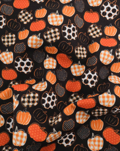 Coton Halloween Petites Citrouilles Oranges - Mercerine