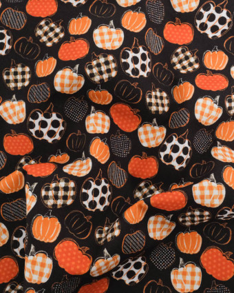 Coton Halloween Petites Citrouilles Oranges - Mercerine