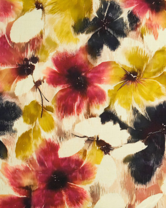 Popeline de Viscose Imprimée Sofia Framboise - Mercerine