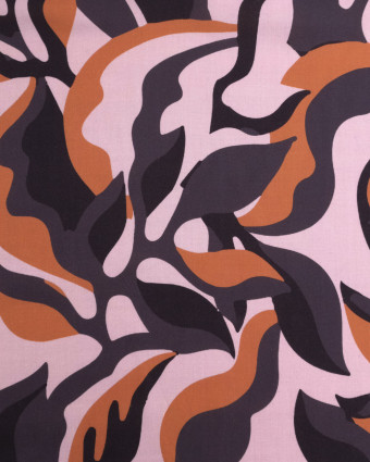 Popeline de Viscose Imprimée Solie Rose Poudré Terracotta - Mercerine