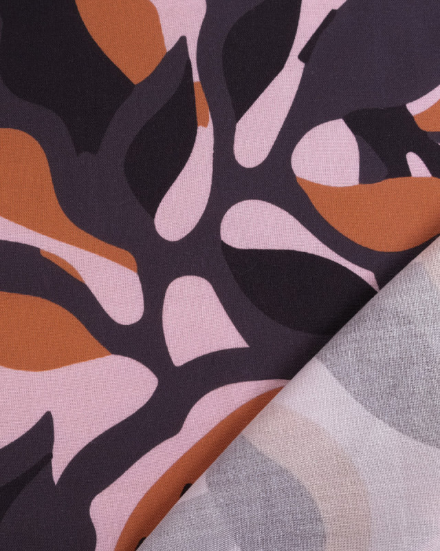 Popeline de Viscose Imprimée Solie Rose Poudré Terracotta - Mercerine
