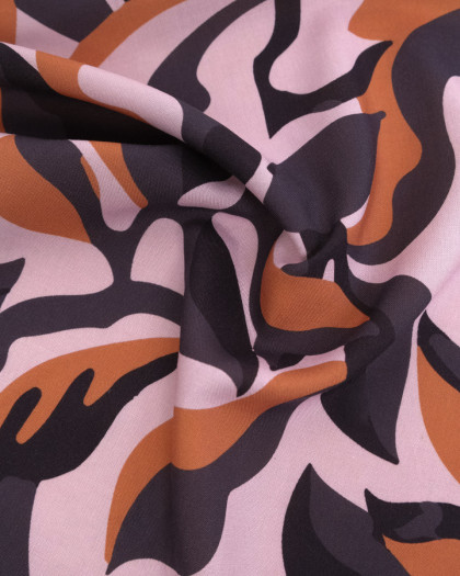 Popeline de Viscose Imprimée Solie Rose Poudré Terracotta - Mercerine