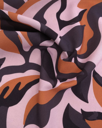 Popeline de Viscose Imprimée Solie Rose Poudré Terracotta - Mercerine