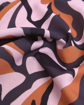 Popeline de Viscose Imprimée Solie Rose Poudré Terracotta - Mercerine