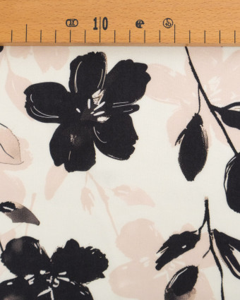 Popeline de Viscose Imprimée Maria Rose Poudré Noir - Mercerine