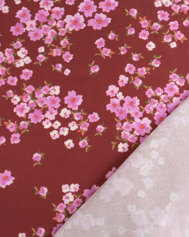 Popeline de Viscose Imprimée Bloom Mauve Prune - Mercerine