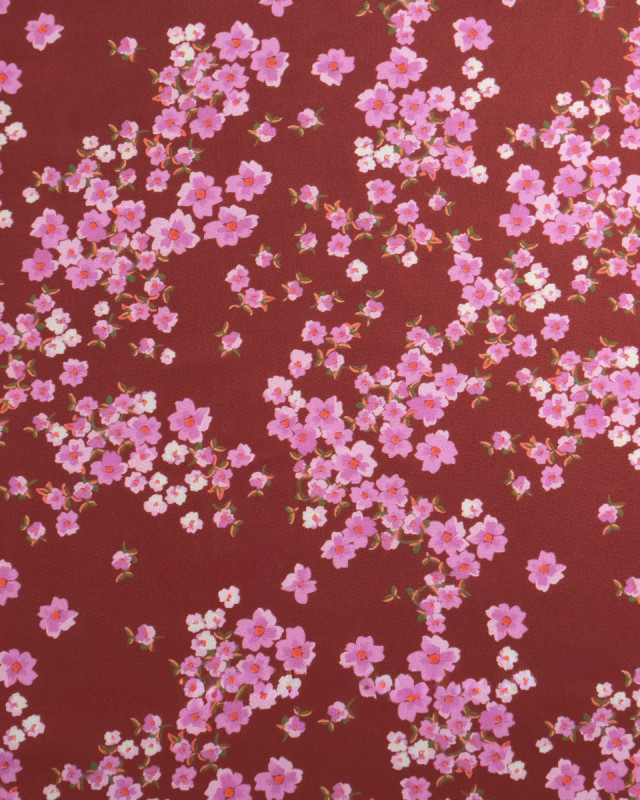 Popeline de Viscose Imprimée Bloom Mauve Prune - Mercerine