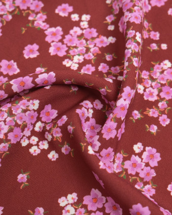 Popeline de Viscose Imprimée Bloom Mauve Prune - Mercerine