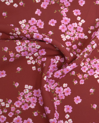 Popeline de Viscose Imprimée Bloom Mauve Prune - Mercerine