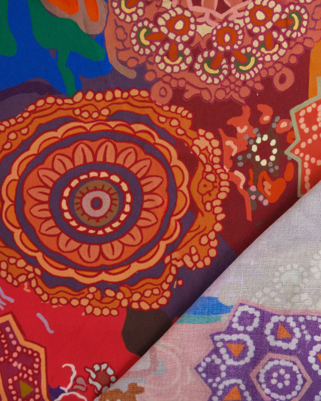 Popeline de Viscose Imprimée Mandala Multicolore - Mercerine