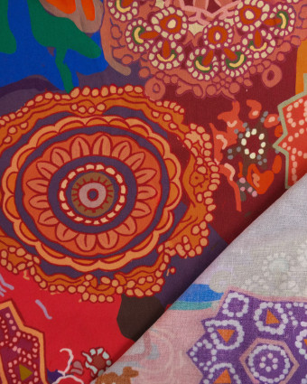 Popeline de Viscose Imprimée Mandala Multicolore - Mercerine