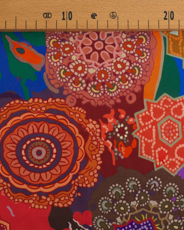 Popeline de Viscose Imprimée Mandala Multicolore - Mercerine