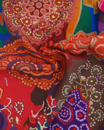 Popeline de Viscose Imprimée Mandala Multicolore - Mercerine