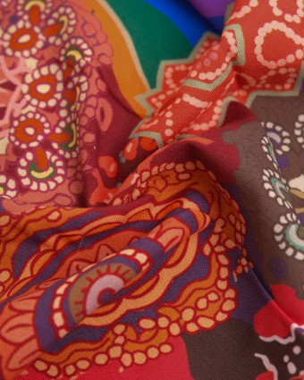 Popeline de Viscose Imprimée Mandala Multicolore - Mercerine