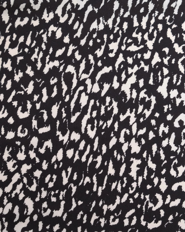 Popeline de Viscose Imprimée Léopard Noir - Mercerine