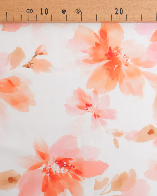 Popeline de Viscose Imprimée Aquarela Corail - Mercerine