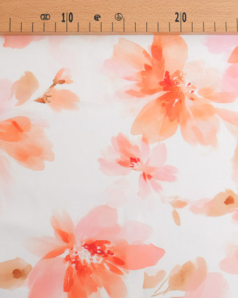 Popeline de Viscose Imprimée Aquarela Corail - Mercerine