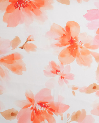 Popeline de Viscose Imprimée Aquarela Corail - Mercerine