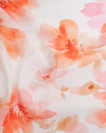 Popeline de Viscose Imprimée Aquarela Corail - Mercerine