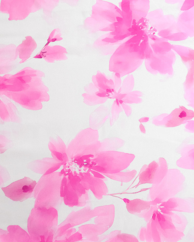 Popeline de Viscose Imprimée Aquarela Rose Violet - Mercerine